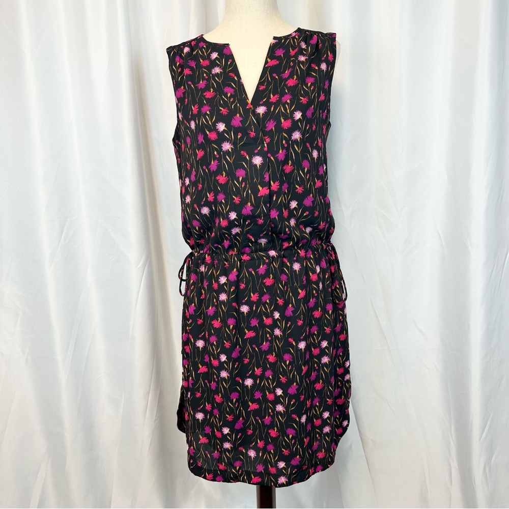 Gap Black-Pink Floral Print Dress w/ Side Tie Strings Size XS